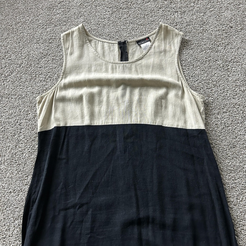 Vintage Scarlett Dress Womens 18M Black Sleeveless Scoop Neck Maxi Linen